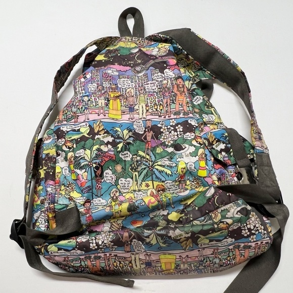 LeSportSac Vintage 90s Y2K RARE Amy Davis Hawaii Island Print Nylon Backpack main image 5